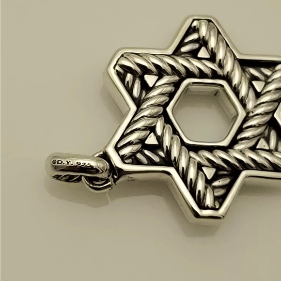 David Yurman Sterling Silver Black Diamond Star of David Pendant - Picture 5 of 5